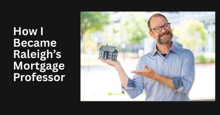 Robert Courts, Raleigh’s Mortgage Professor, smiling and holding a small model house outdoors, representing education-first, local mortgage guidance.